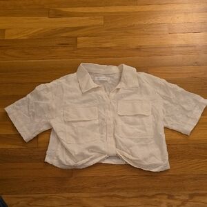 Zara Kids Textured Cream Button Down Shirt